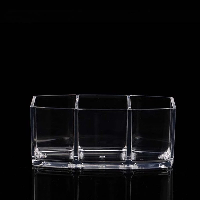 Three-Grid Eyebrow Makeup Brush Storage Box Pen Holder Office Organizer Transparent PS Cosmetic container
