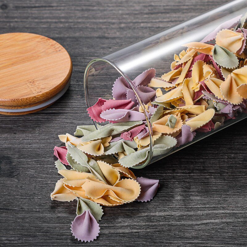 Customized Logo Airtight Food Storage Glass Jars with Bamboo Lids Spice Storage Bottles for Weddings