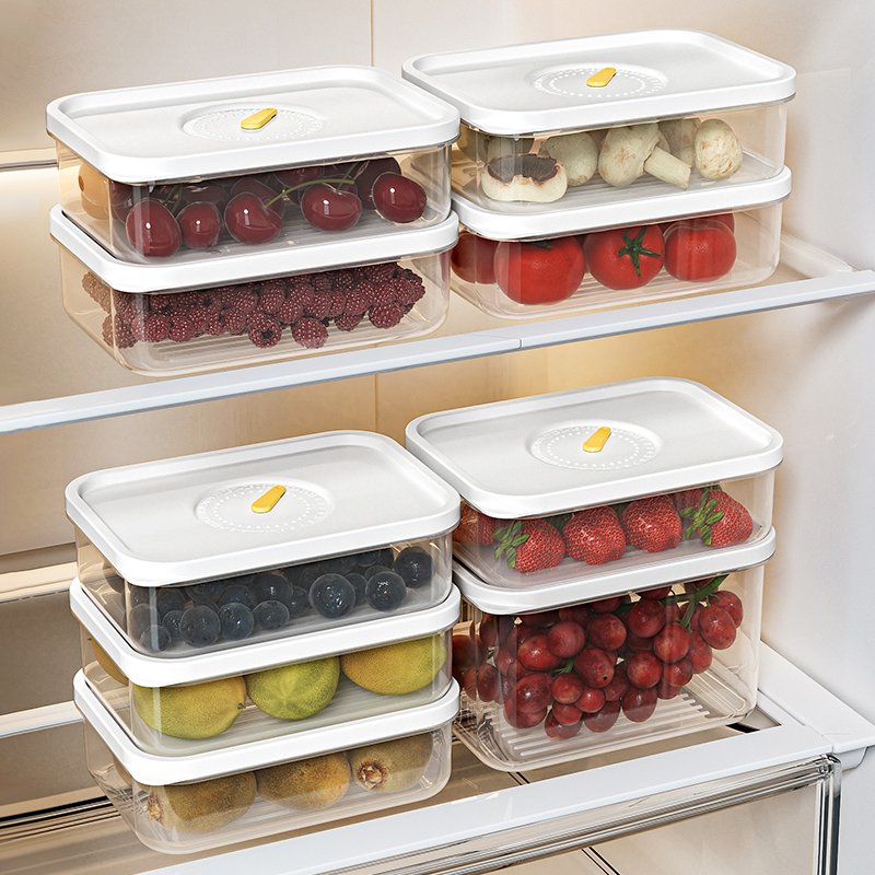 Rectangle Transparent Refrigerator storage box Frozen meat box Side frozen crisper stackable storage box with lid