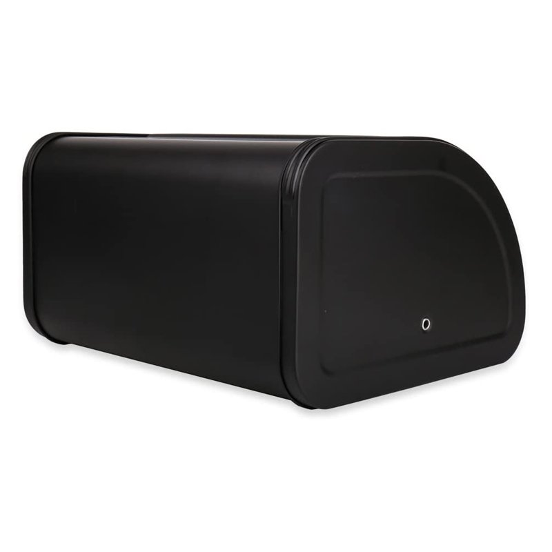 Roll Top Metal Bread Box Black Food Storage Box Stainless Steel Kitchen Bread Box