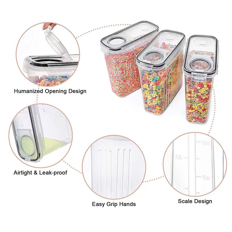 Factory Wholesale 4PCS Set 4L Airtight Kitchen Organizers Dry Food Storage Container For Home Organizer