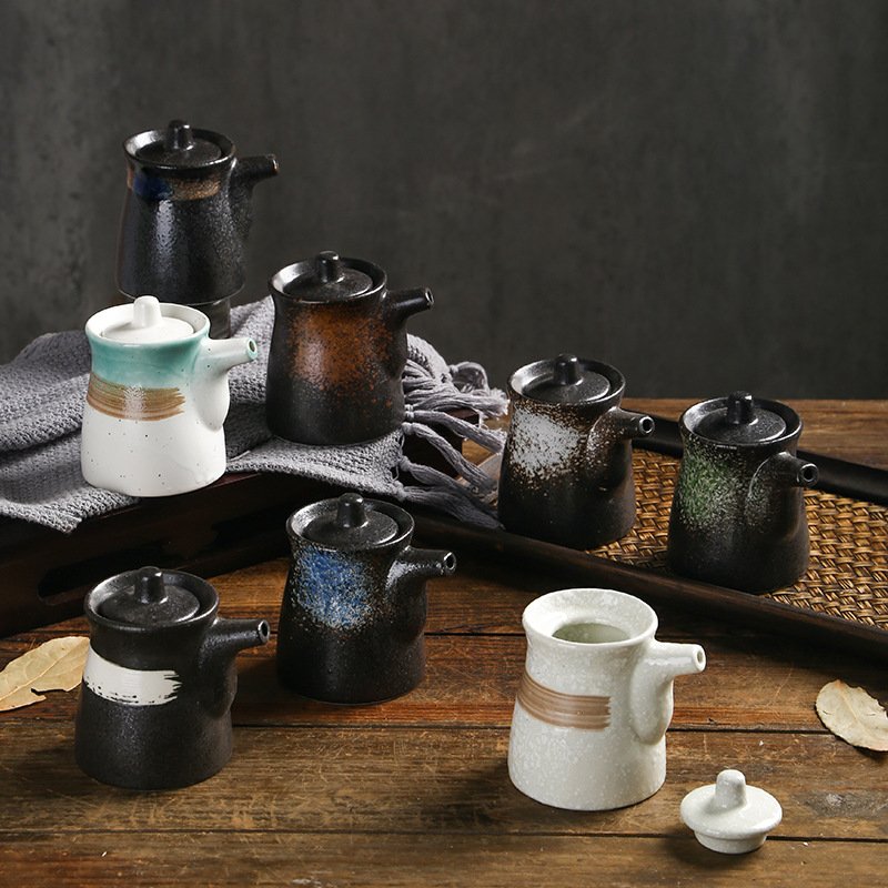 Japanese Cuisine Seasoning Bottle Ceramic Pot for Soy Sauce Vinegar Pepper Other Ingredients Food Storage & Container