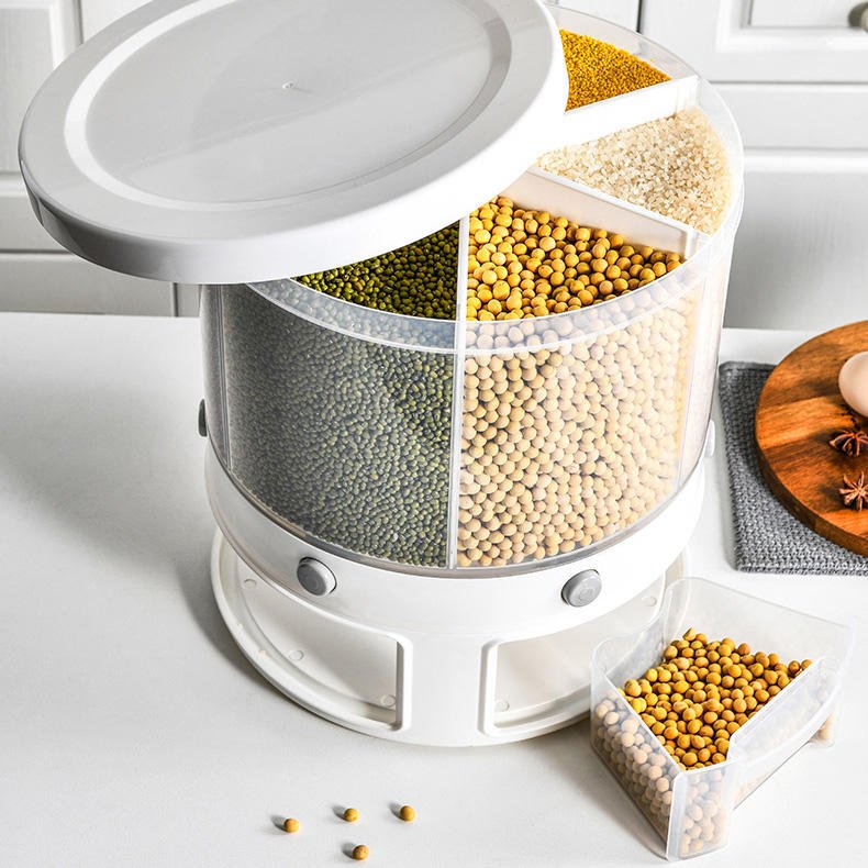 High Quality Large Dispenser Rice Dispenser 6-Grid Rice Bucket Whole Grains Rice Container Storage with Lid Dry Food Storage Box