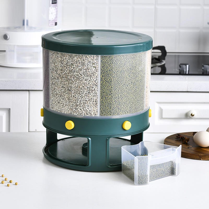 High Quality Large Dispenser Rice Dispenser 6-Grid Rice Bucket Whole Grains Rice Container Storage with Lid Dry Food Storage Box