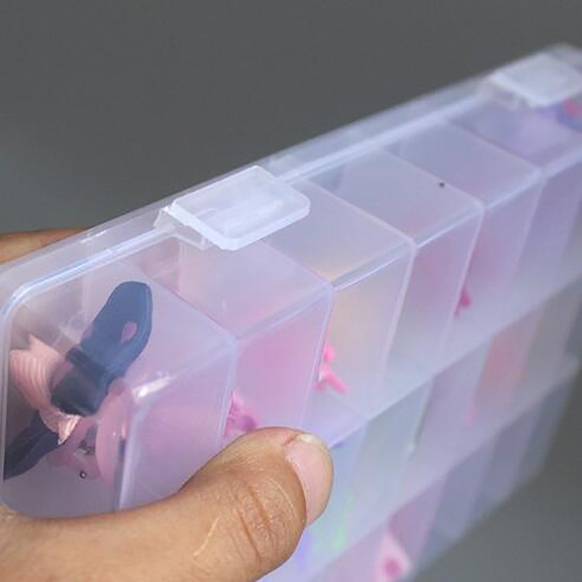 Slots Clear Plastic Adjustable grids Storage Box 24 Grid Slot Compartment Divided Storage Box