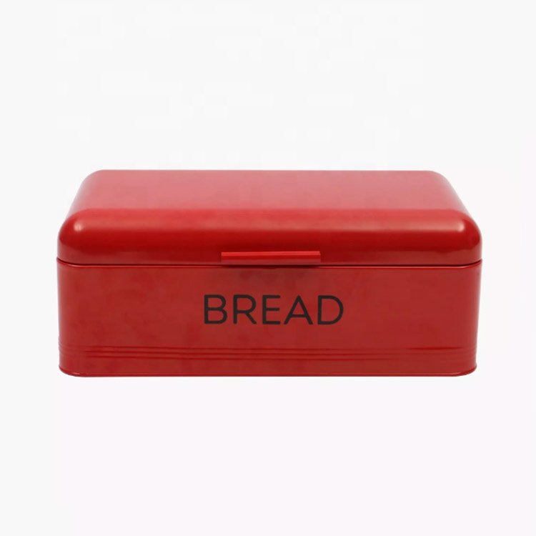 Eco-friendly Food-grade Galvanised Embossed Metal Bread Bin Bread Box Food Storage Container for Kitchen Counter