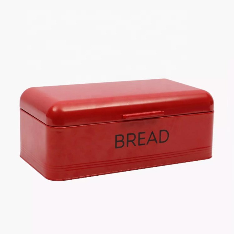 Eco-friendly Food-grade Galvanised Embossed Metal Bread Bin Bread Box Food Storage Container for Kitchen Counter