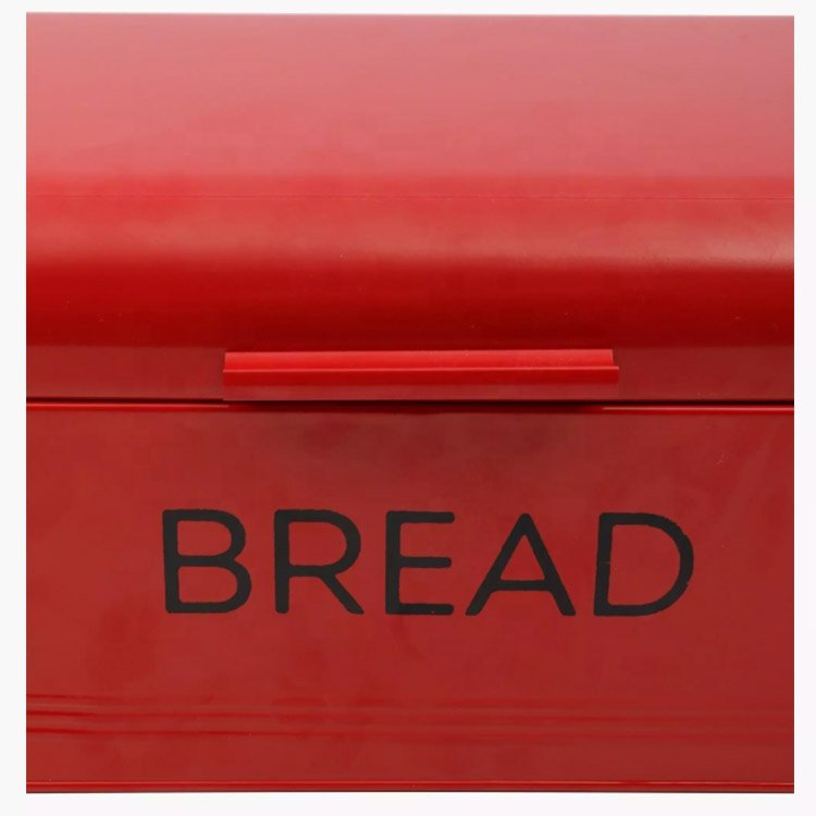 Eco-friendly Food-grade Galvanised Embossed Metal Bread Bin Bread Box Food Storage Container for Kitchen Counter