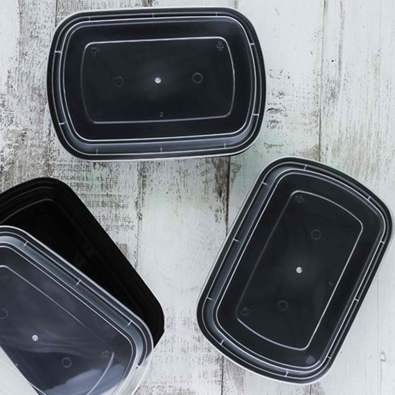 Hot product Black microwave disposable plastic take out container rectangle meal prep food containers for your kitchen