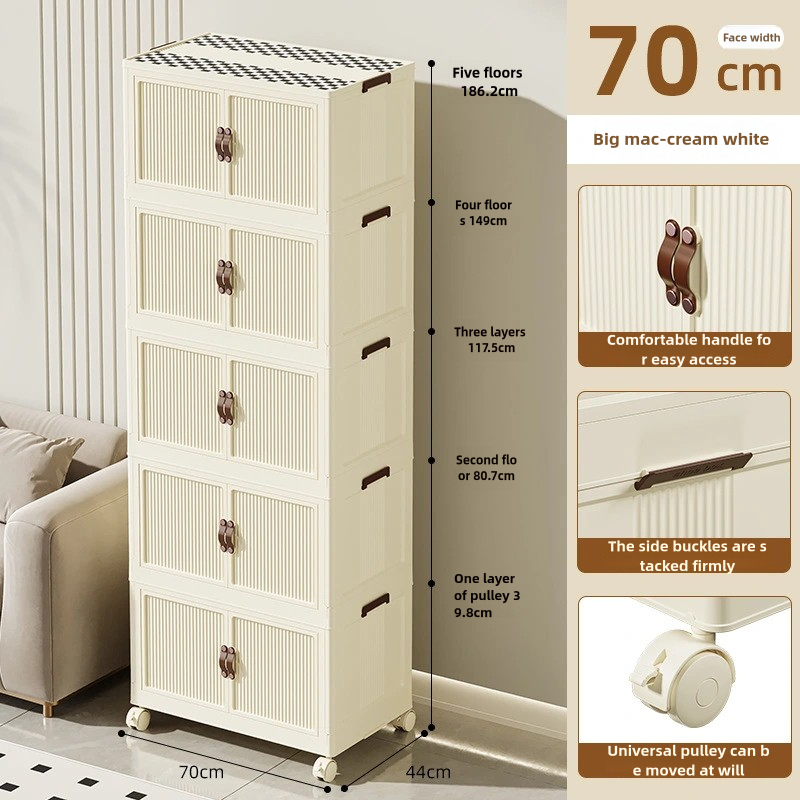 Creamy Style Foldable Wardrobe & Baby Clothes Sorting Box & Snack Toy Storage Cabinet for Household