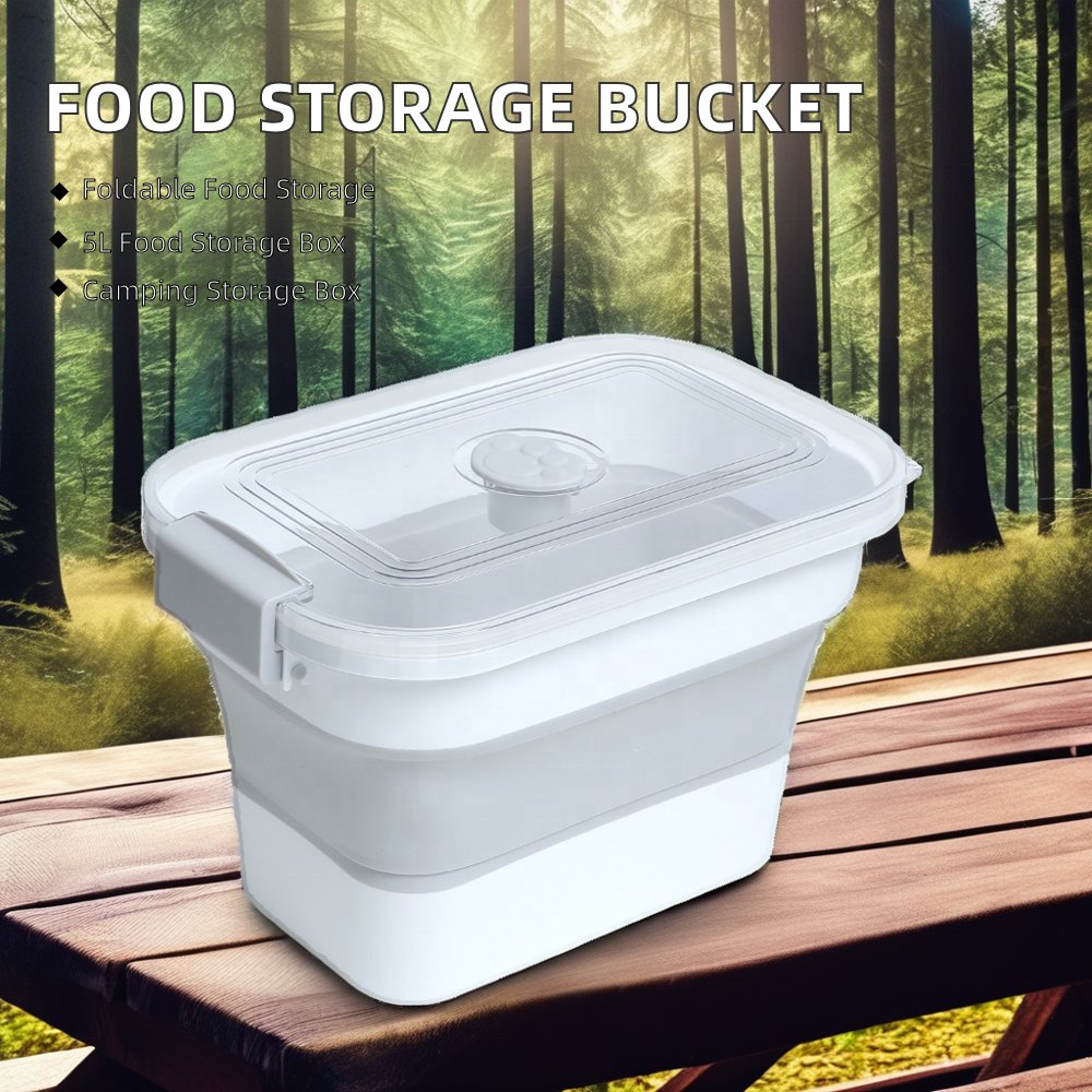 Large Capacity Moisture-Proof Insect-Proof Folding Rice Bucket Sealed Food Storage Bucket Wheels Pet Food Storage Box Plastic