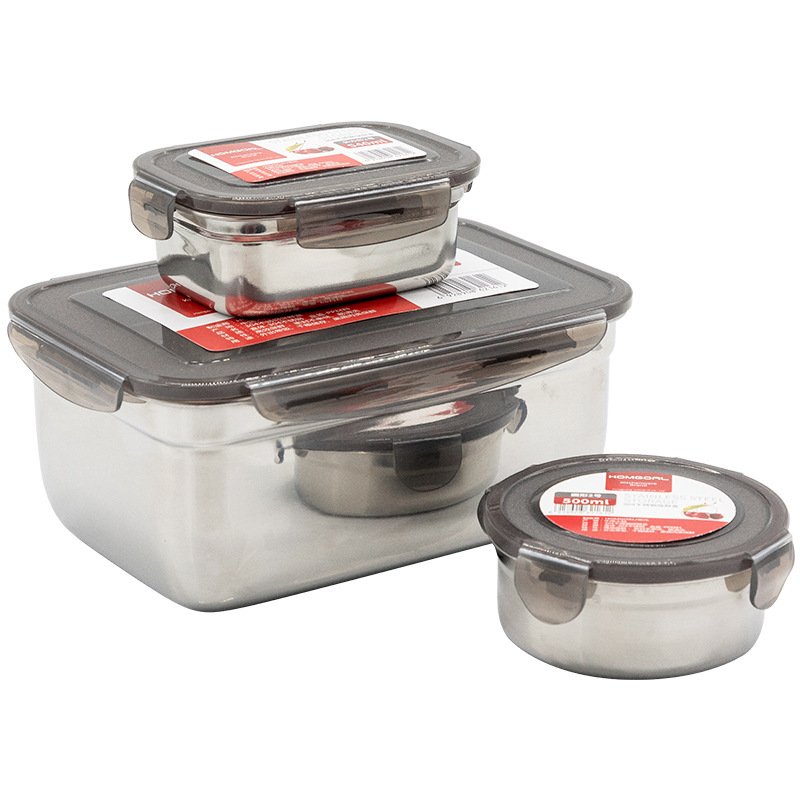 304 Food Grade Stainless Steel Sealed Box Crisper Refrigerator Special Food Storage Picnic Food Box Lunch Box
