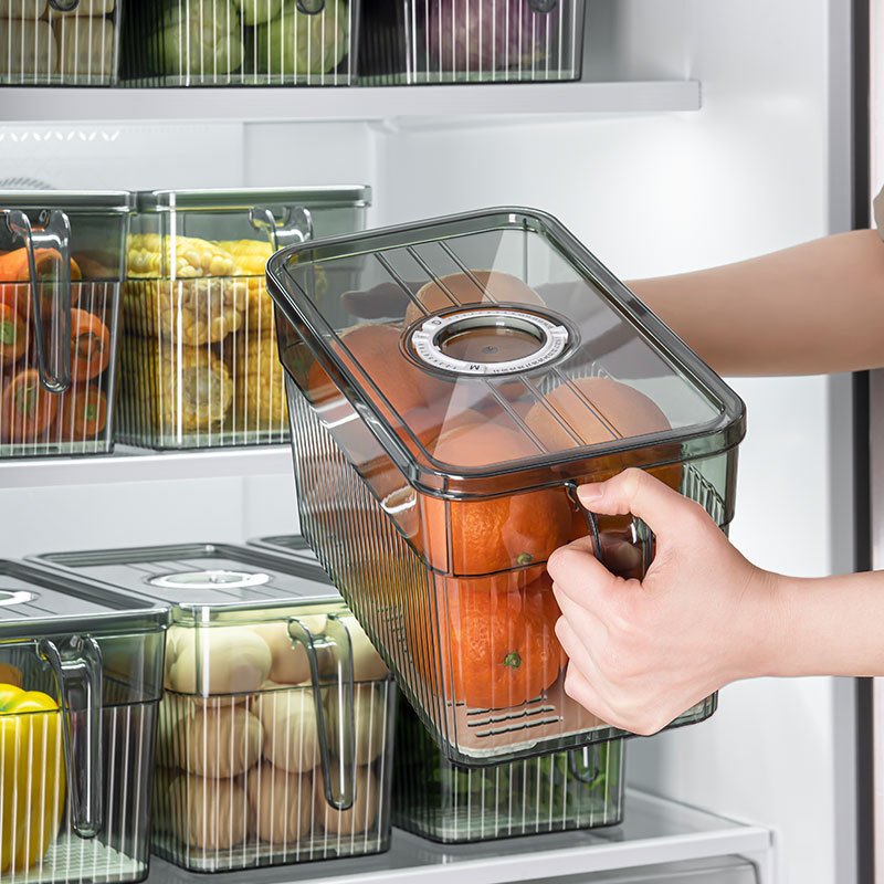 3L kitchen refrigerator organizer storage container drawer crisper box with handle