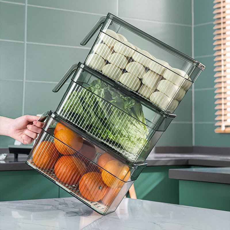 3L kitchen refrigerator organizer storage container drawer crisper box with handle