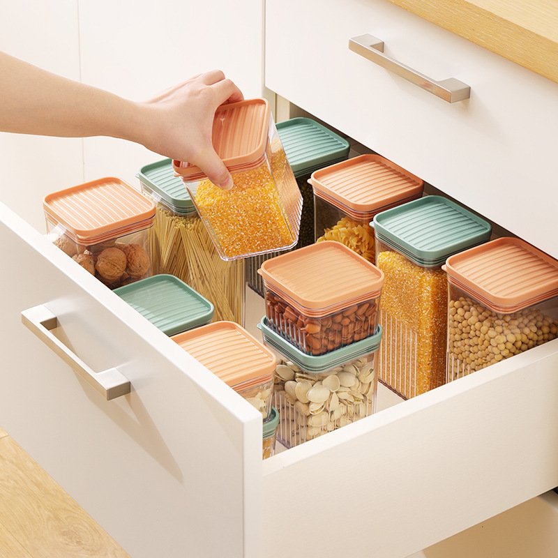plastic food containers kitchen transparent storage tank moisture-proof sealed tank airtight food storage & container