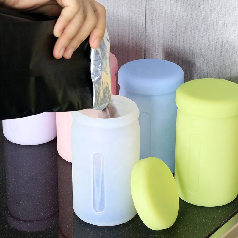 New design vacuum fall resistance silicone food storage containers silicon kitchen organizer jars container storage