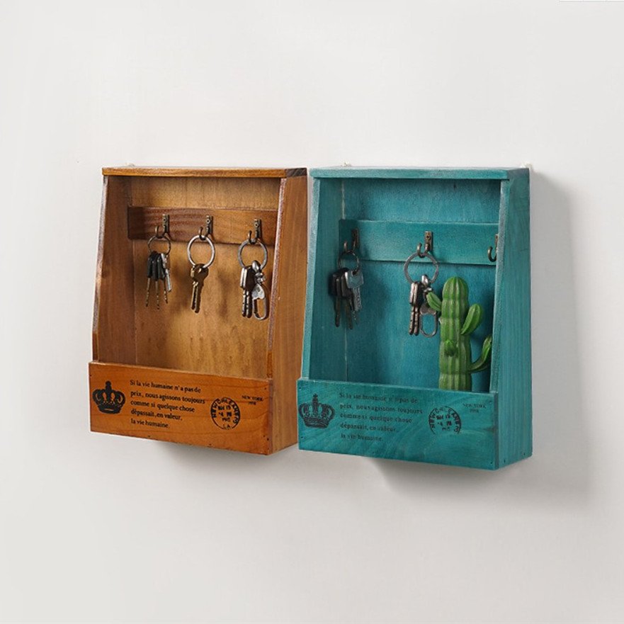 Home decoration wooden key holder wall hanging decor living room porch key storage box