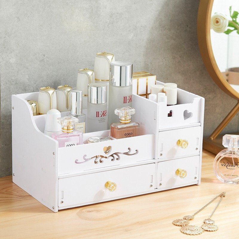 Simple Household Arrangement Cosmetics Storage Box Plastic Desktop Dresser for Lipstick Skin Care Products & Rack