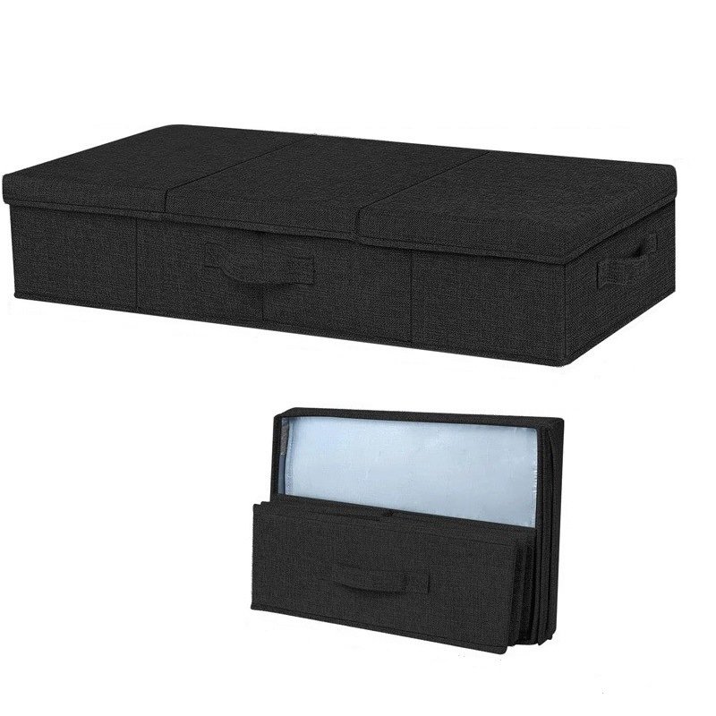 Movable under bed clothes storage Foldable Under Bed Storage Box with Lid for Organizing Clothes, Shoes, Blankets, Pillows