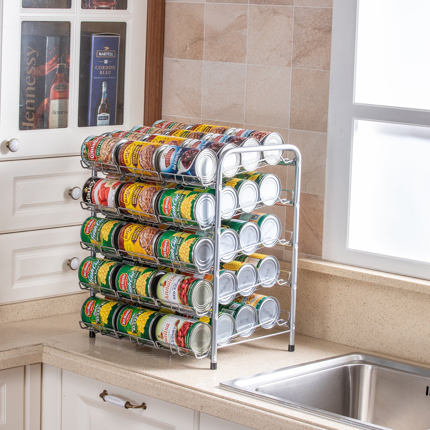 Simple Houseware Cans Rack Organizer For Food Storage Large Capacity Cans Rack Holder For Pantry Kitchen Cabinet Organizer Rack