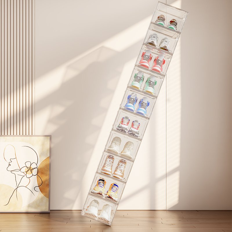 Modern Transparent PP Acrylic Shoebox Rectangle Open Magnetic Container Organizer for Sneaker Storage New Product