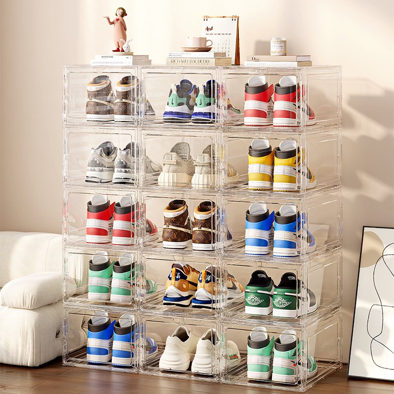 Modern Transparent PP Acrylic Shoebox Rectangle Open Magnetic Container Organizer for Sneaker Storage New Product