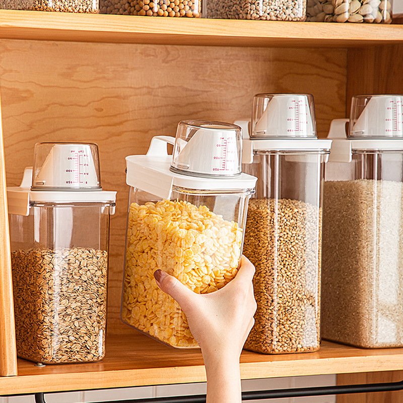 Airtight Food Storage Containers Plastic Storage Box Dispenser Cereal Sealed Cans Kitchen Organizer