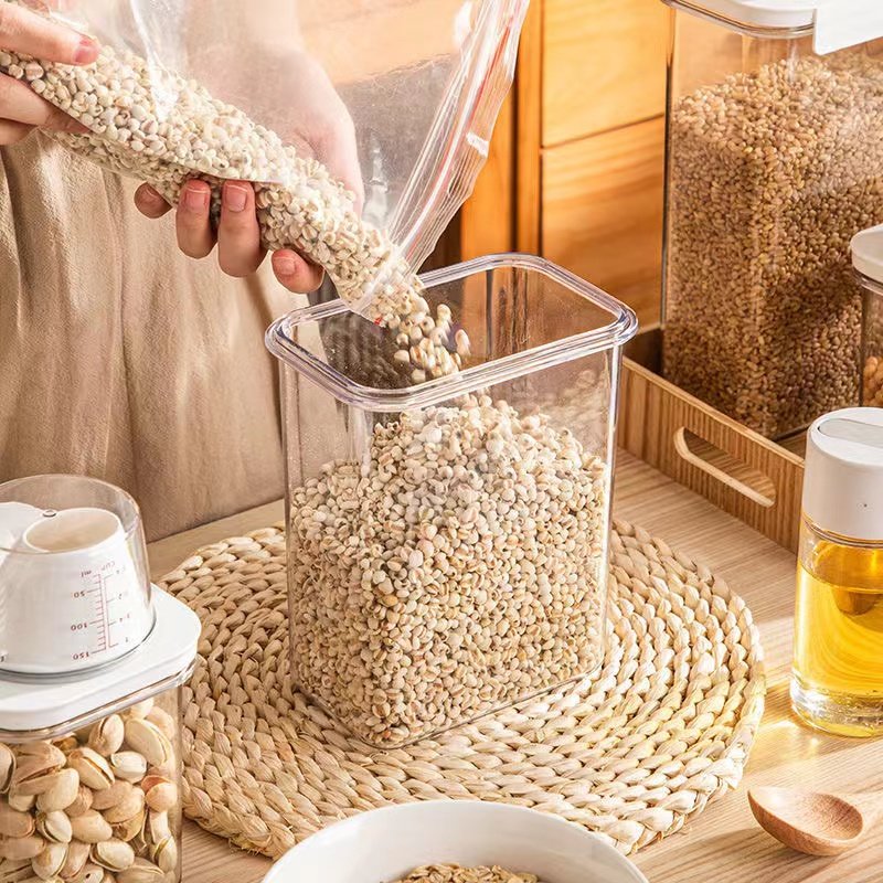 Airtight Food Storage Containers Plastic Storage Box Dispenser Cereal Sealed Cans Kitchen Organizer