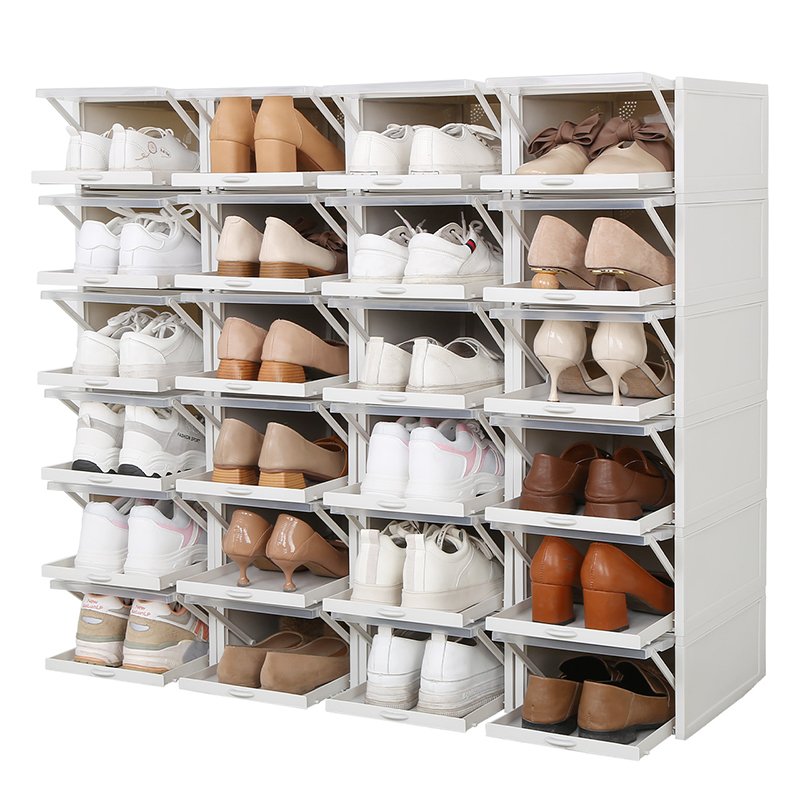 Haixin Stackable Shoe Organizer Drawer Type Containers - Large - 3 pcs Shoe Storage Box Plastic Material