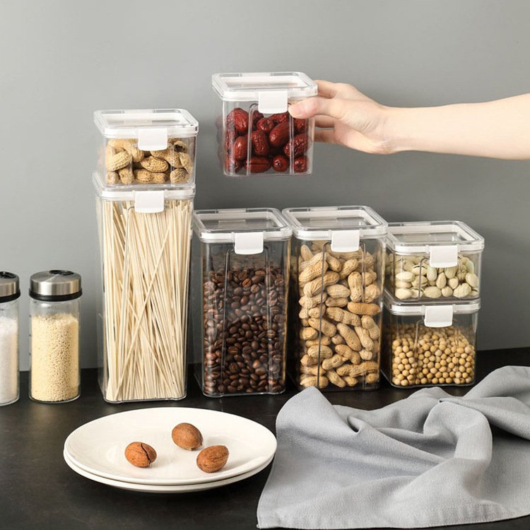 2024 Hot Sale Transparent Plastic Canisters Pantry Organization Airtight Dry Food Storage Containers