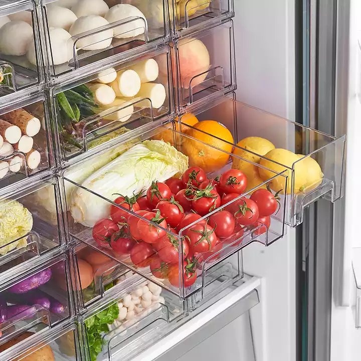 Choice Fun Kitchen Plastic set of 8 stackable plastic food Storage bins Box Stackable Refrigerator Fridge Drawer Organizer