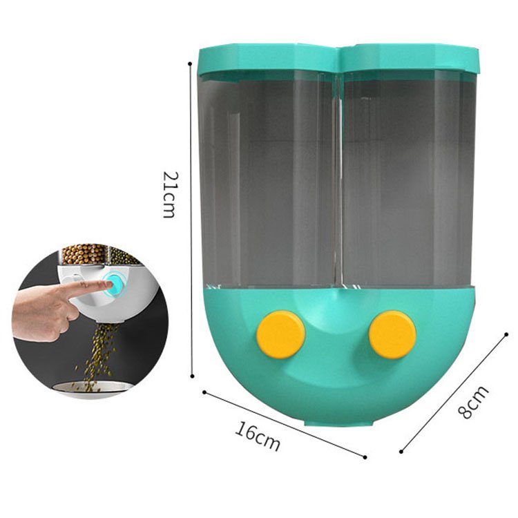 Wall Mounted Multifunction Food Sealed Dispenser Plastic Transparent Storage Bins Mounted Single Double Cereal Dispenser