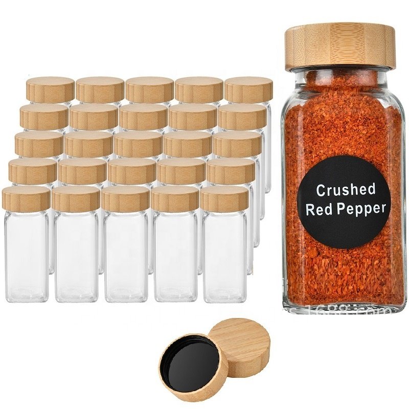 New Customized Private Label 4Oz Set High Airtight Kitchen Food Storage Container Glass Spice Jar With Bamboo Lids