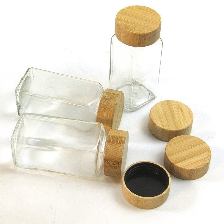 New Customized Private Label 4Oz Set High Airtight Kitchen Food Storage Container Glass Spice Jar With Bamboo Lids