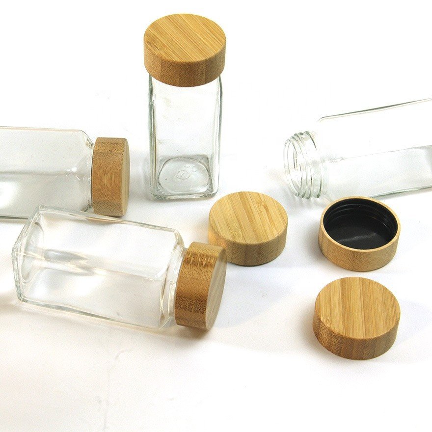 New Customized Private Label 4Oz Set High Airtight Kitchen Food Storage Container Glass Spice Jar With Bamboo Lids