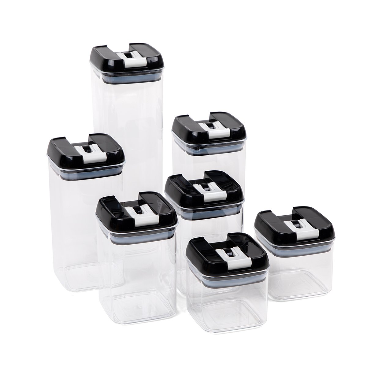 Set of 7 pcs BPA free clear Plastic Airtight cereal Food Storage Containers with Durable Lids Customized