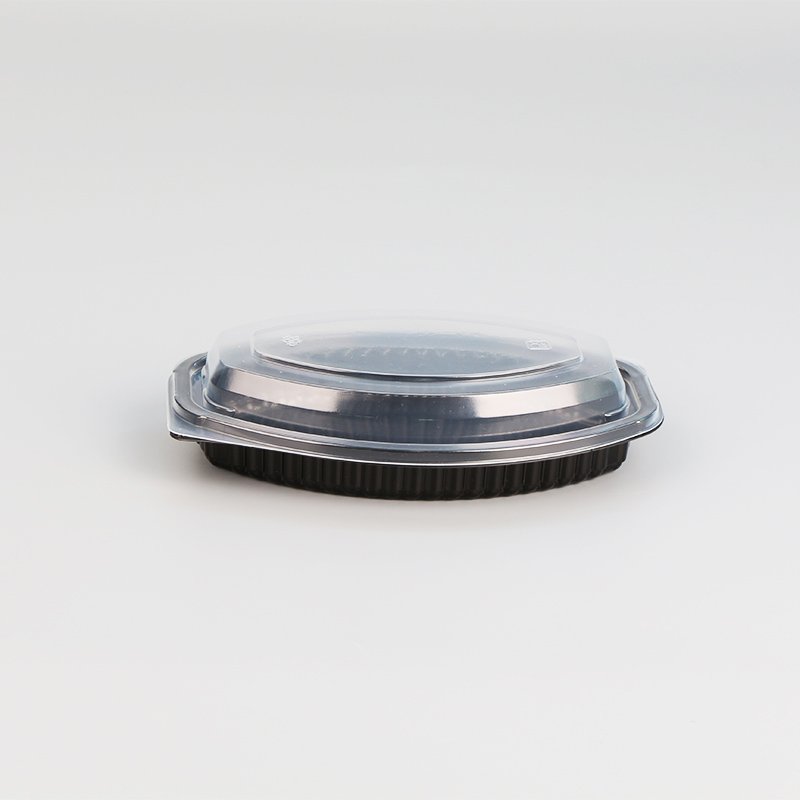 Two Pieces Clear lid Black Microwave Safe Plastic Food Storage Disposable Containers Fruit Trays