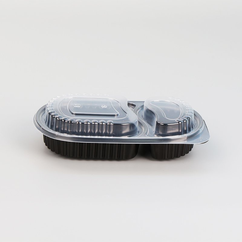 Two Pieces Clear lid Black Microwave Safe Plastic Food Storage Disposable Containers Fruit Trays