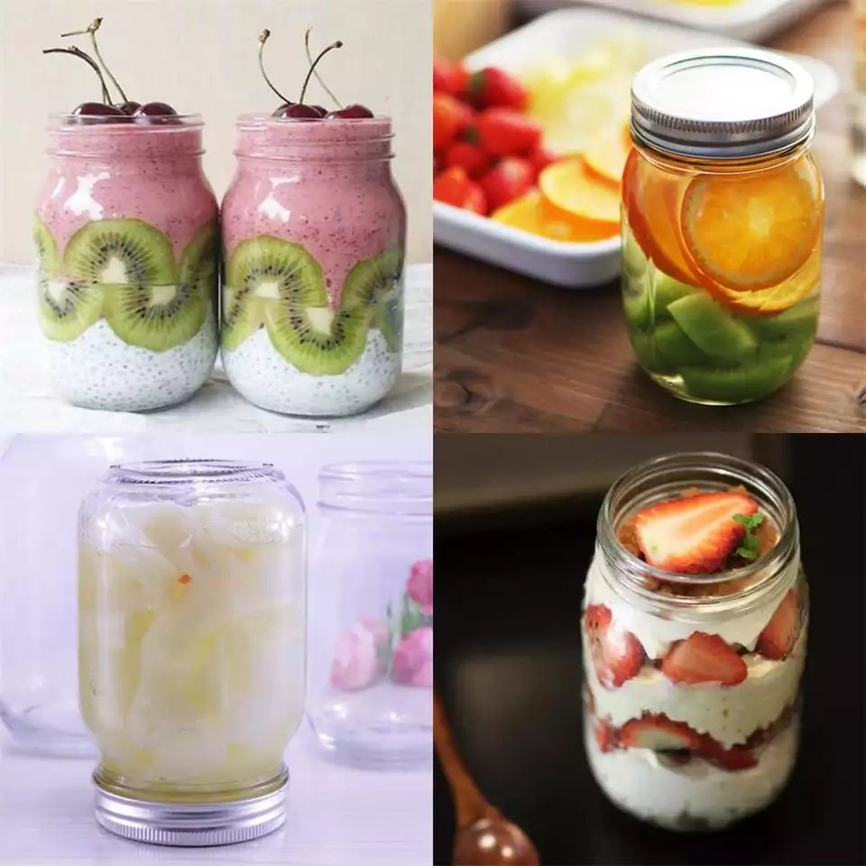 16OZ clear Glass Mason Jar with metal lid wide mouth mason jam jar home and garden christmas decorations