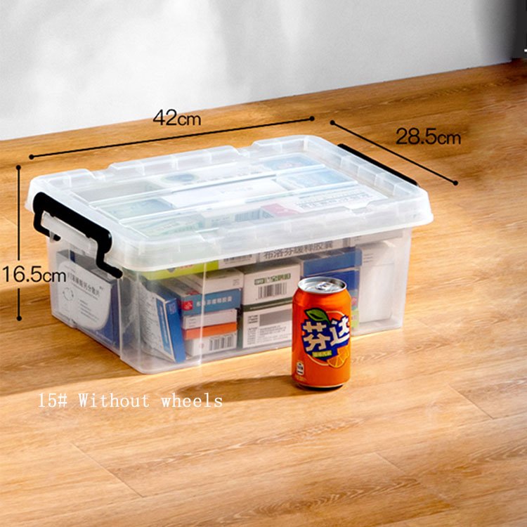 Large Plastic Stackable Storage Box With Wheels and Handle 20-225L Moving Transport Plastic Container