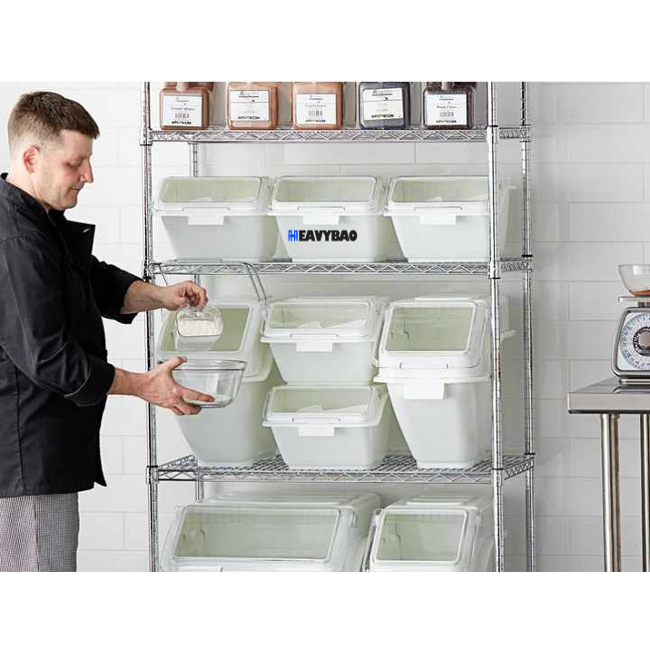 Heavybao Bakery Supplies Plastic PP Sugar Cereal Food Storage Desktop Shelf Ingredient Flour Bin with Scoop