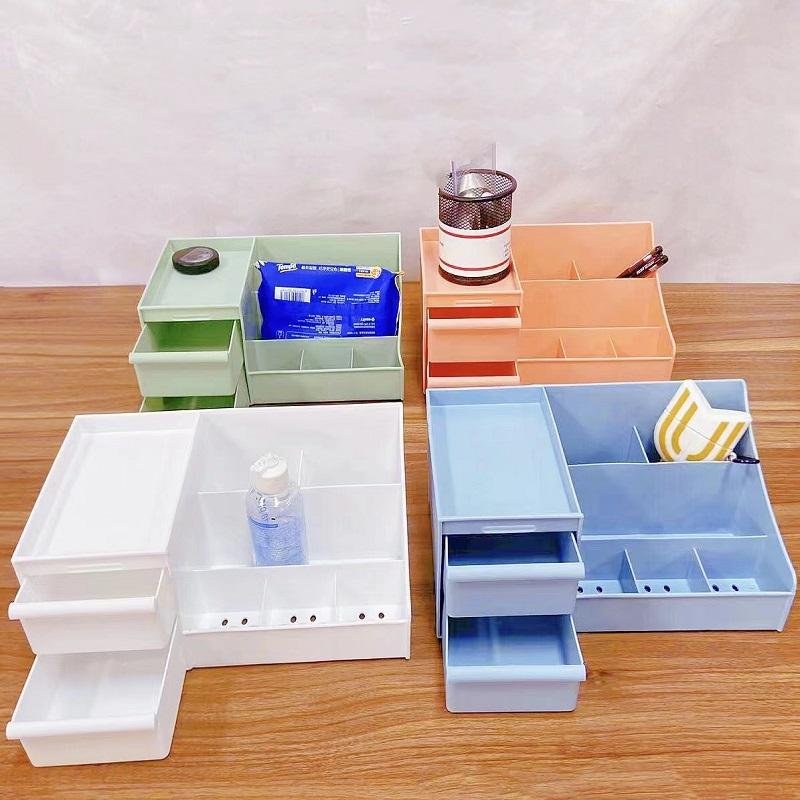 Best Price Plastic Makeup Organizer With Drawer Cosmetic Storage Bin Jewelry Display Box Multifunctional 3 Layers For Desktop