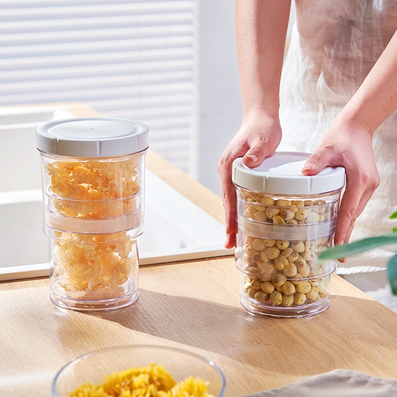 Retractable Vacuum-sealed Jar Round Kitchen Food Storage Container Moisture-proof Storage Jar With Lid