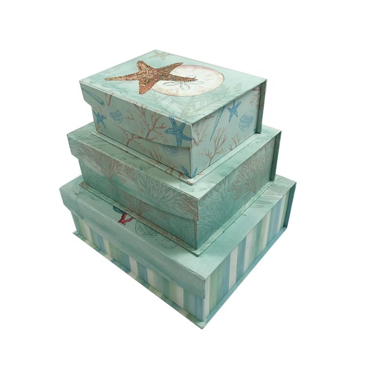 Custom decorative rectangle empty clamshell magnetic gift packaging paper box cardboard organizer storage box