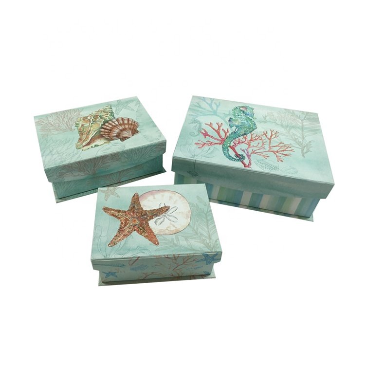 Custom decorative rectangle empty clamshell magnetic gift packaging paper box cardboard organizer storage box