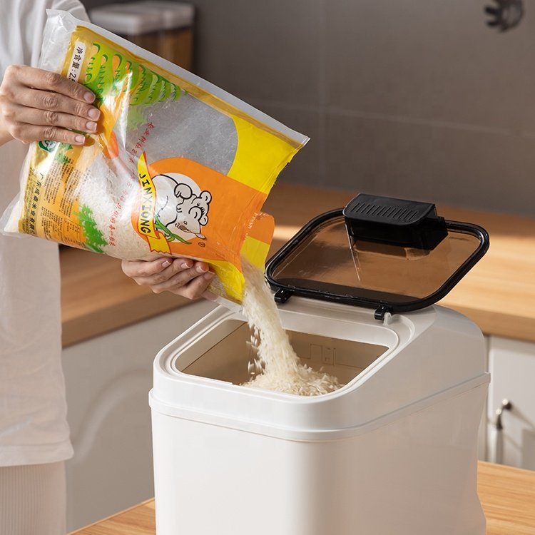 Kitchen Large Capacity Rice Dispenser Storage Container Food Storage Container Transparent Plastic Rice Storage Box
