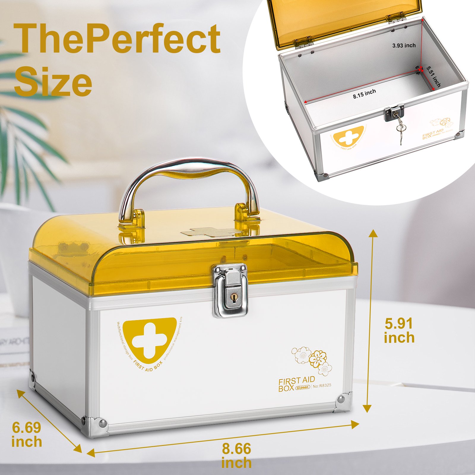 Glosen Plastic Medical Containers Family Emergencies First Aid Kit Pill Case 2 Layers with Compartments Medicine Box Organizer
