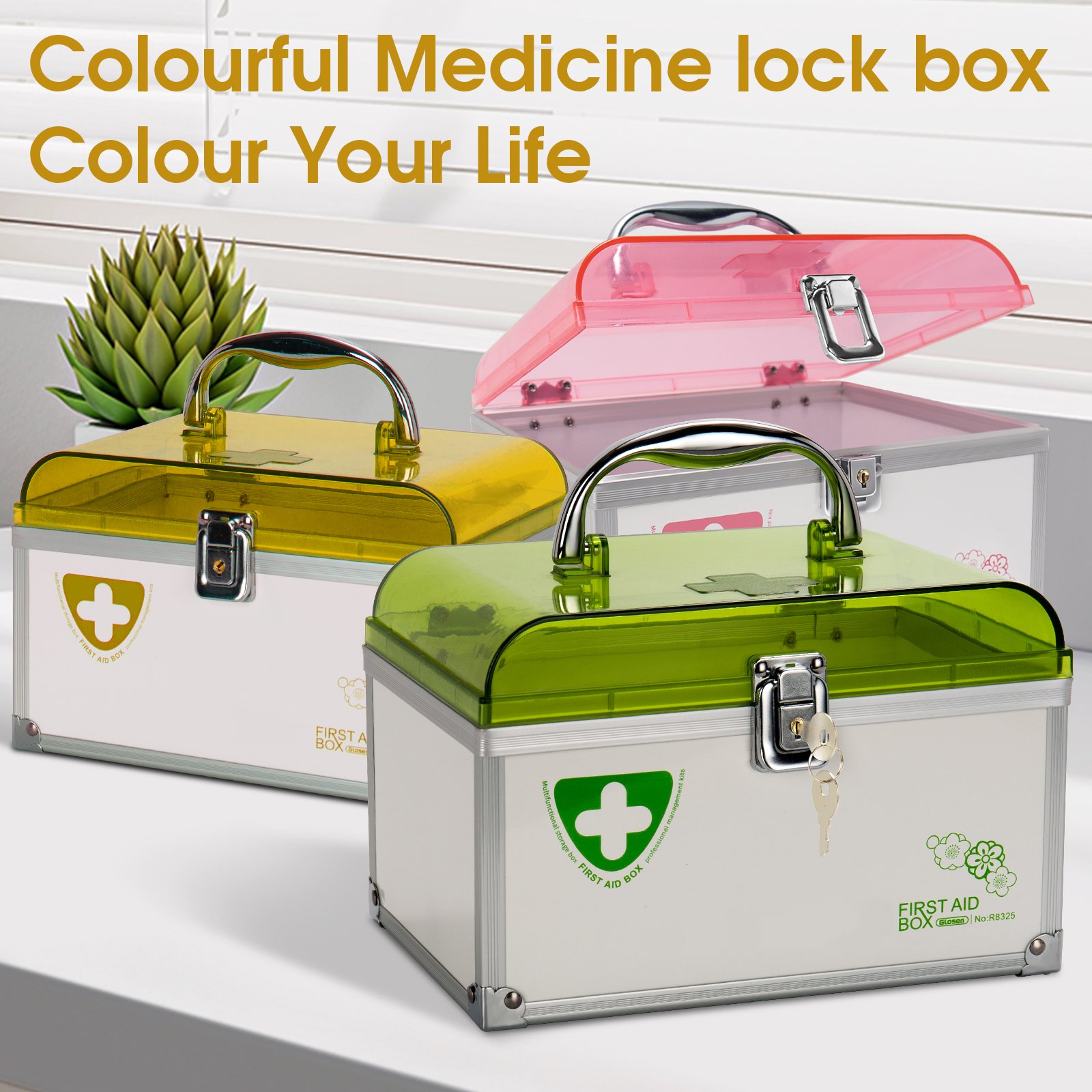 Glosen Plastic Medical Containers Family Emergencies First Aid Kit Pill Case 2 Layers with Compartments Medicine Box Organizer