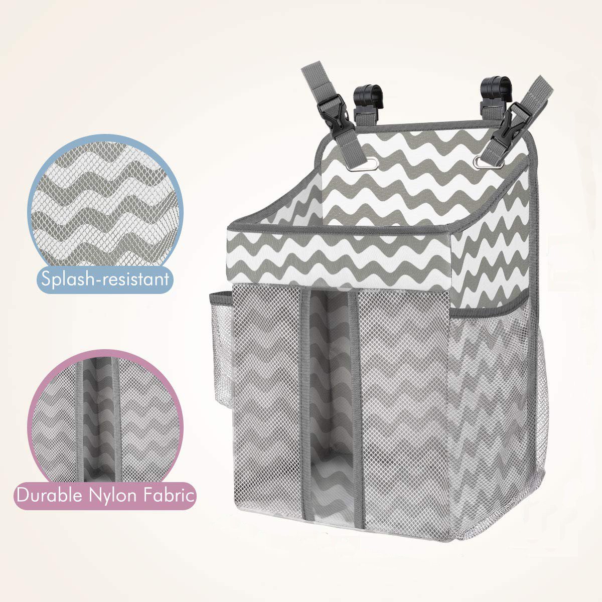 KUYUE Baby Bath Items Storage Basket Hanging Basket, Diaper Organizer Storage Boxes & Bins Grey Foldable CLASSIC Square