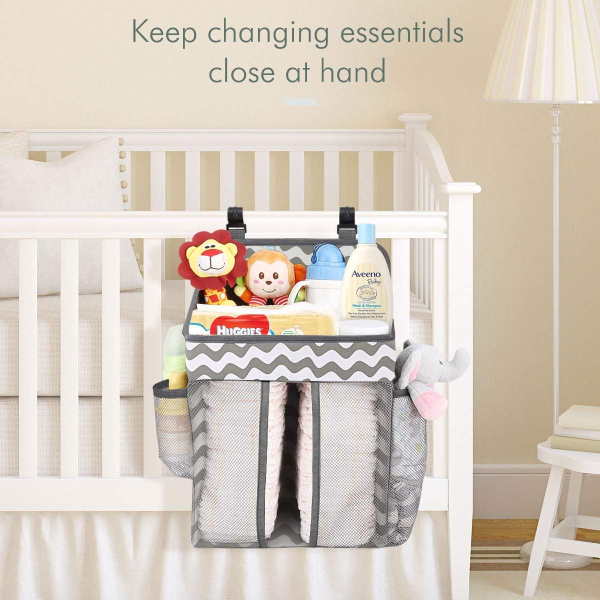 KUYUE Baby Bath Items Storage Basket Hanging Basket, Diaper Organizer Storage Boxes & Bins Grey Foldable CLASSIC Square